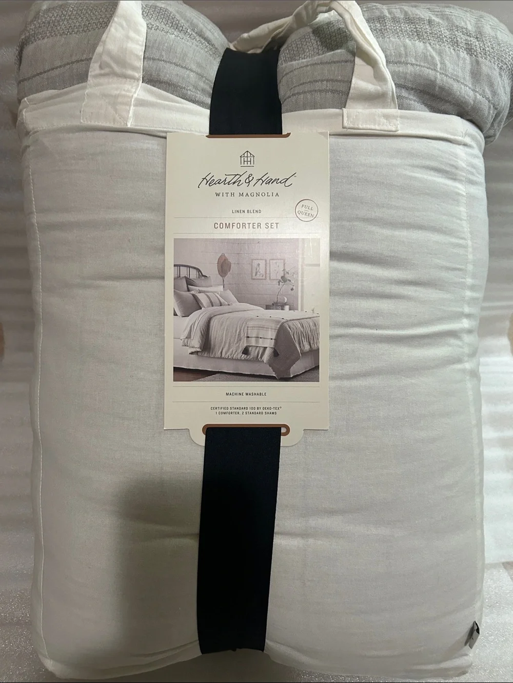 Hearth & Hand F/Q Linen Blend Textured Comforter Set - Gray